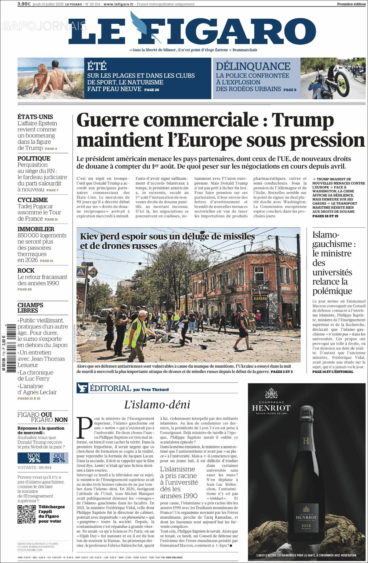 Le Figaro, edición del jueves 10 de julio de 2025 Le Figaro, edición del jueves 10 de julio de 2025