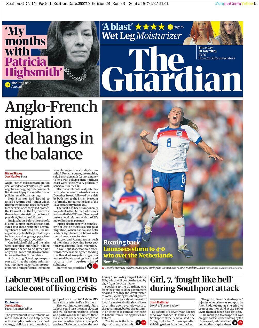 The Guardian, edición del jueves 10 de julio de 2025 The Guardian, edición del jueves 10 de julio de 2025