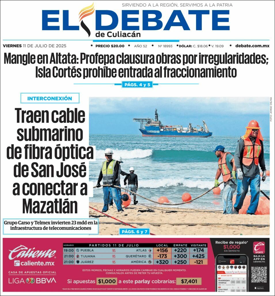 El Debate Culiacán, edición del viernes 11 de julio de 2025