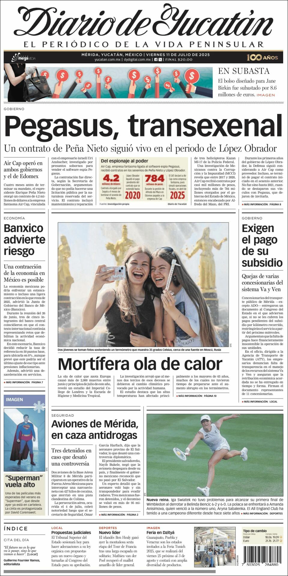 El Diario de Yucatán, edición del viernes 11 de julio de 2025