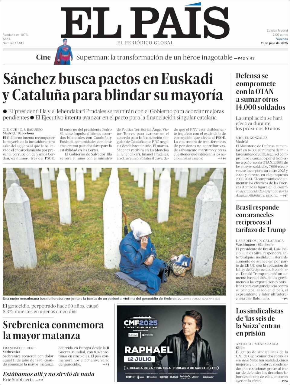El País, edición del viernes 11 de julio de 2025