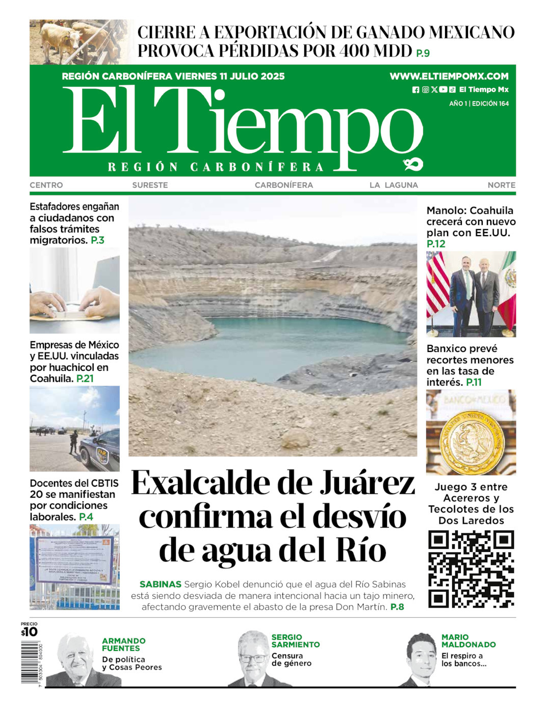 El Tiempo Región Carbonífera, edición del viernes 11 de julio de 2025