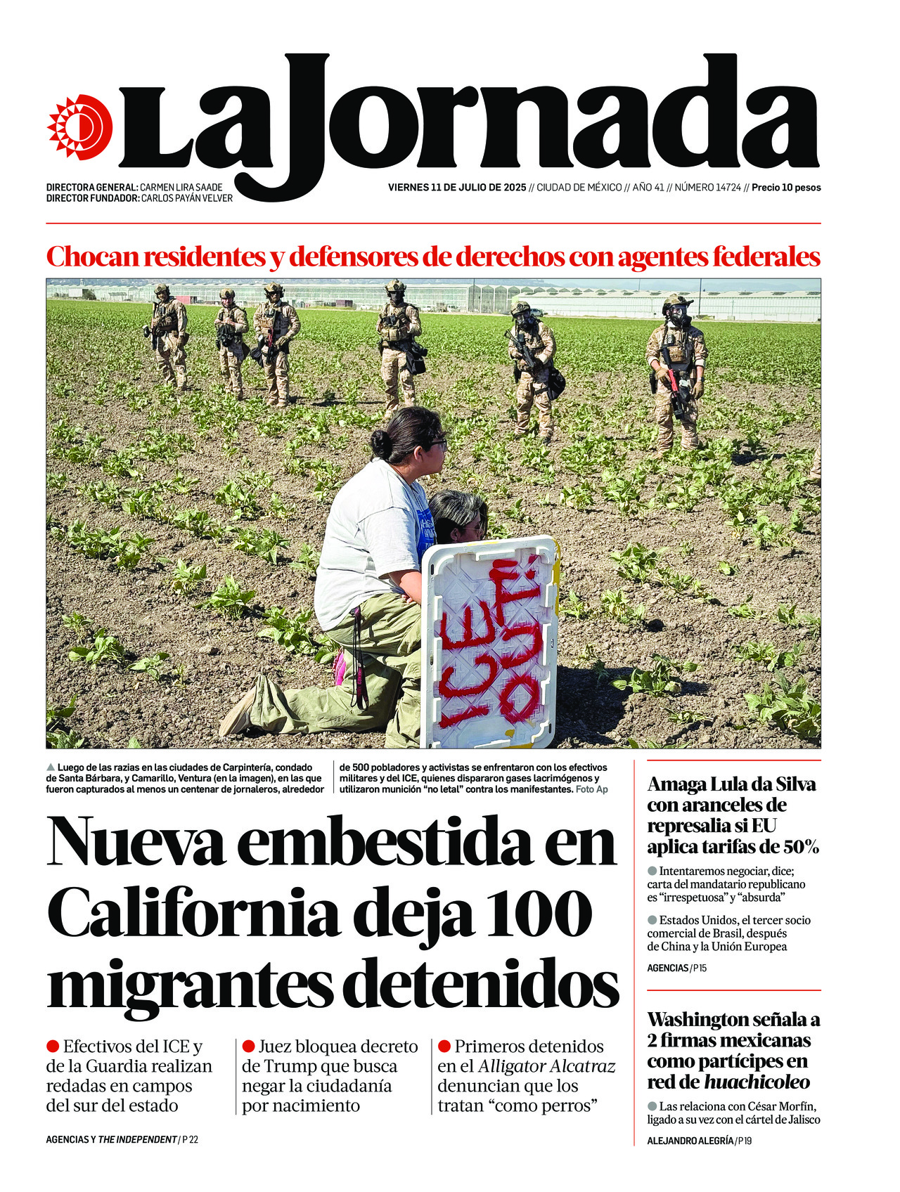 La Jornada, edición del viernes 11 de julio de 2025