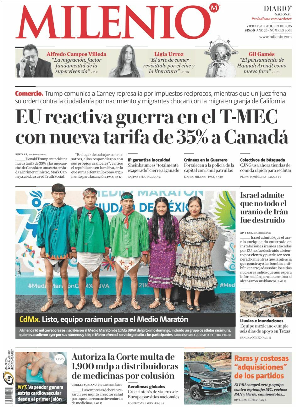 Milenio, edición del viernes 11 de julio de 2025