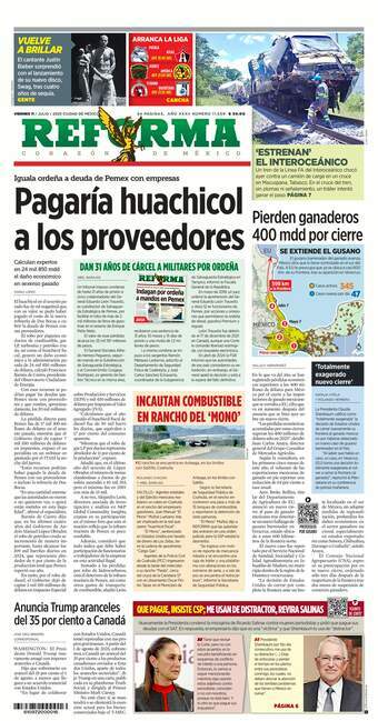 Reforma, edición del viernes 11 de julio de 2025