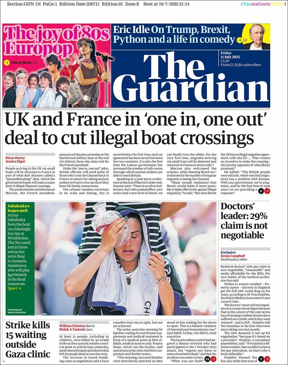 The Guardian, edición del viernes 11 de julio de 2025