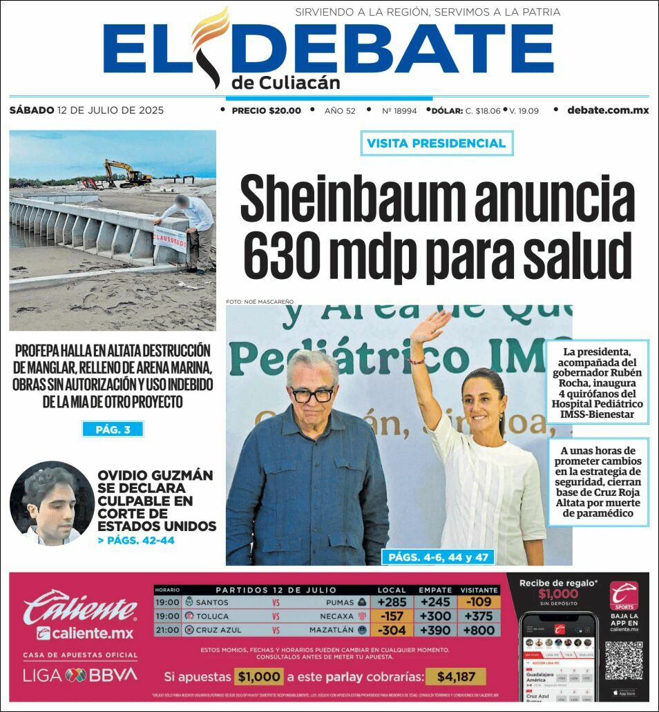 El Debate Culiacán, edición del sábado 12 de julio de 2025 El Debate Culiacán, edición del sábado 12 de julio de 2025
