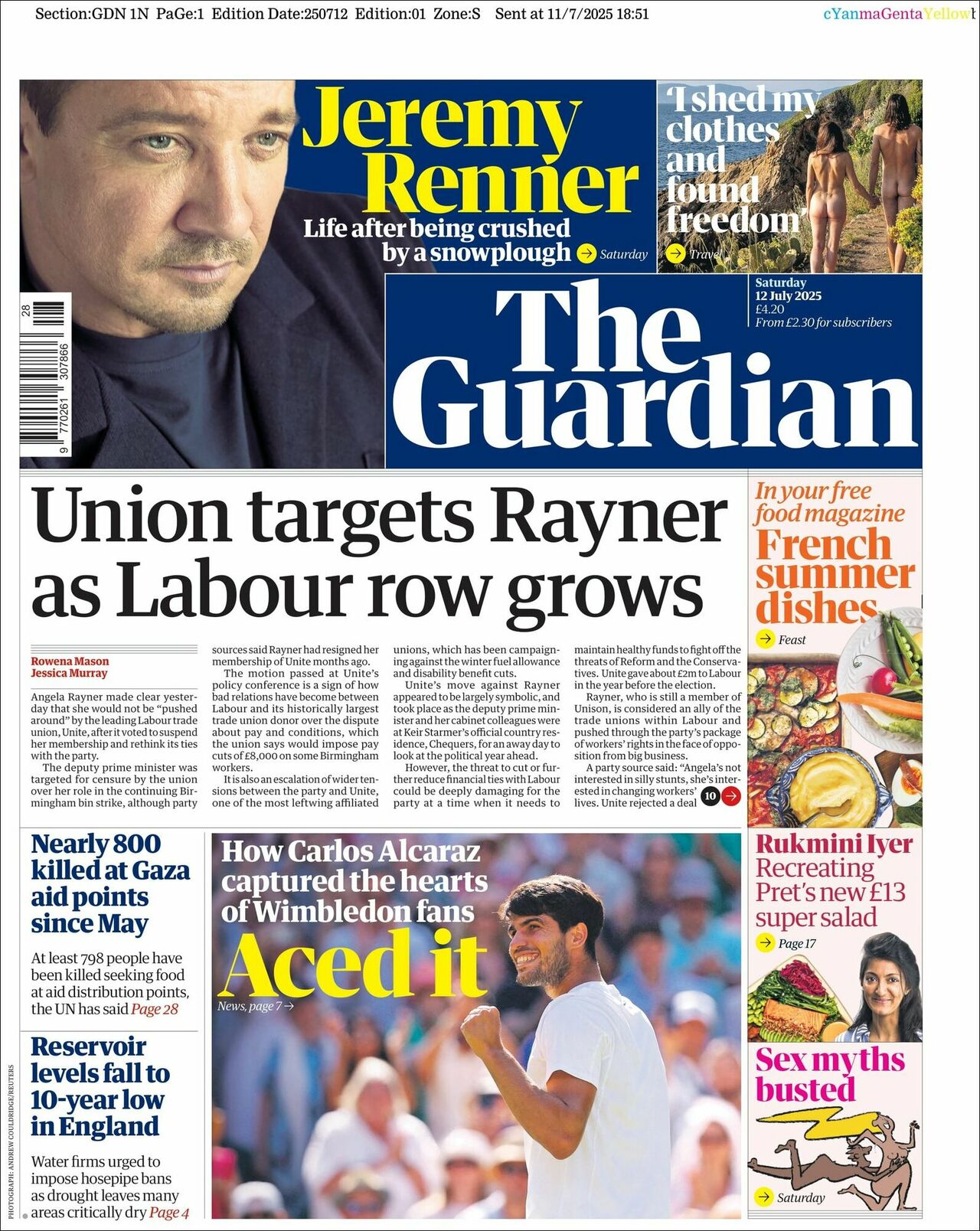 The Guardian, edición del sábado 12 de julio de 2025 The Guardian, edición del sábado 12 de julio de 2025