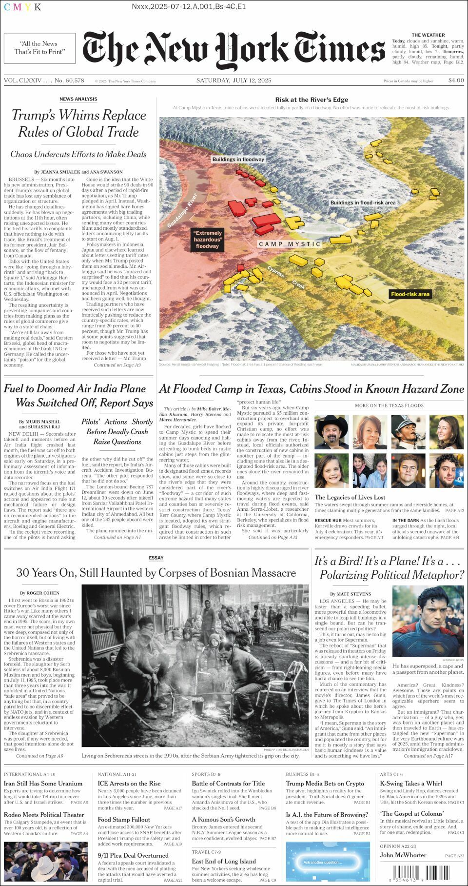 The New York Times, edición del sábado 12 de julio de 2025 The New York Times, edición del sábado 12 de julio de 2025