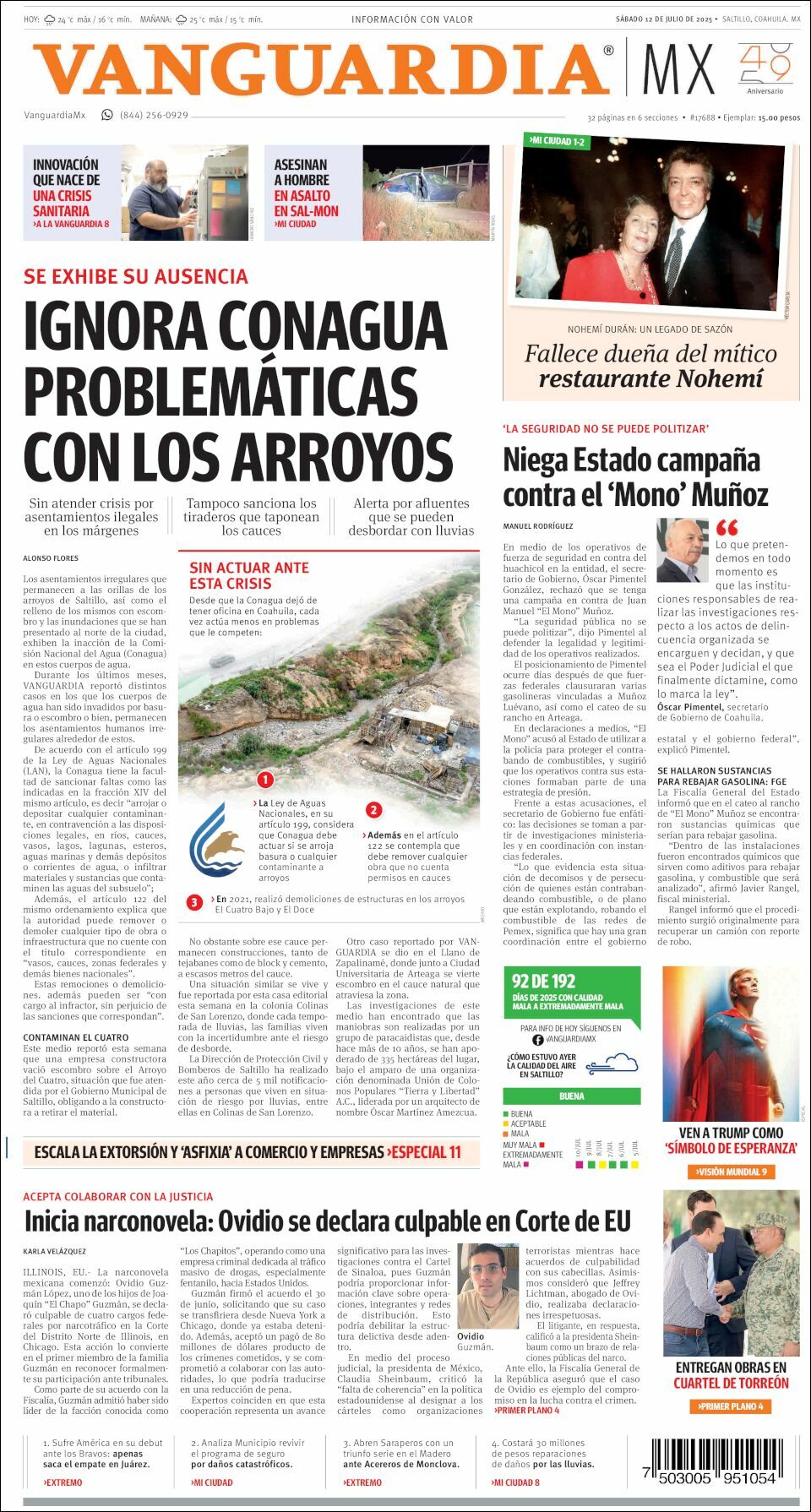 Vanguardia, edición del sábado 12 de julio de 2025 Vanguardia, edición del sábado 12 de julio de 2025