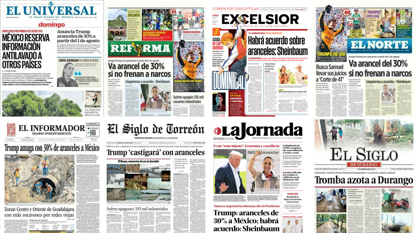 Portadas de periódicos impresos más importantes de México hoy