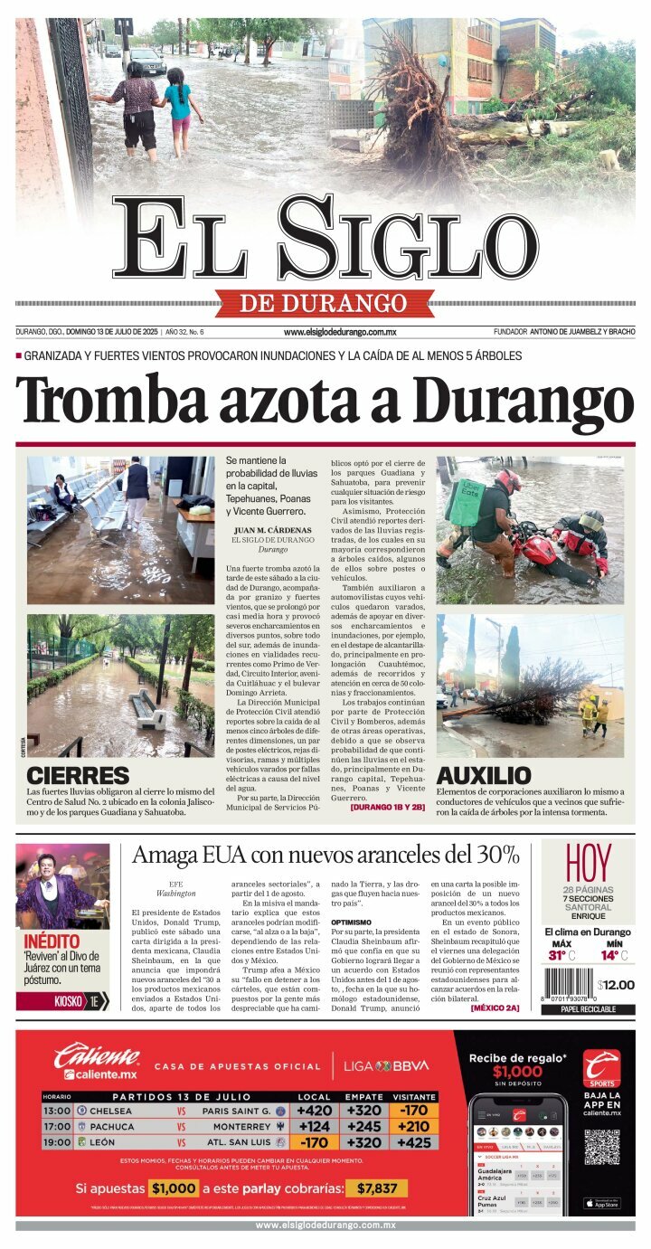 El Siglo de Durango, edición del domingo 13 de julio de 2025 El Siglo de Durango, edición del domingo 13 de julio de 2025