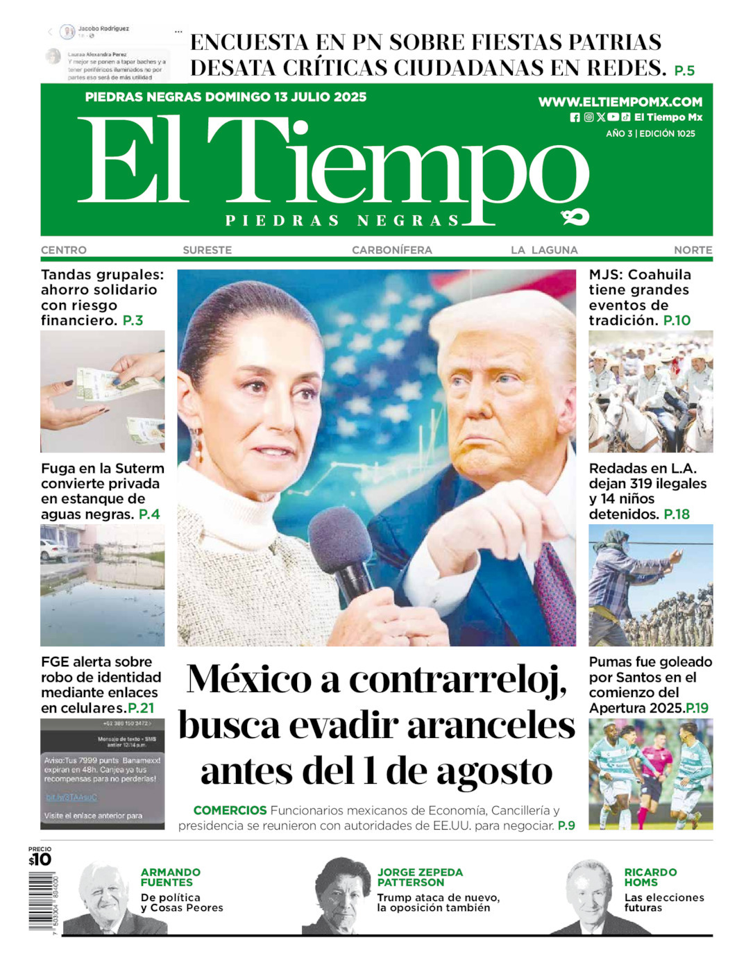 El Tiempo Piedras Negras, edición del domingo 13 de julio de 2025 El Tiempo Piedras Negras, edición del domingo 13 de julio de 2025
