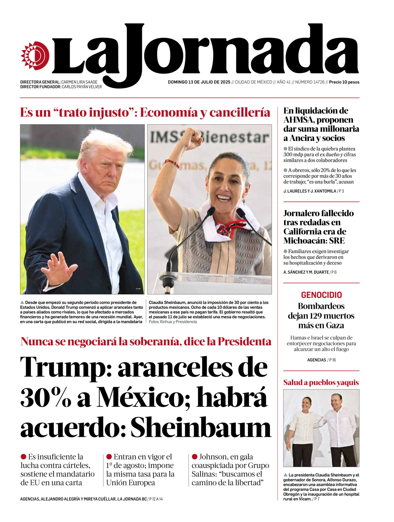 La Jornada, edición del domingo 13 de julio de 2025 La Jornada, edición del domingo 13 de julio de 2025