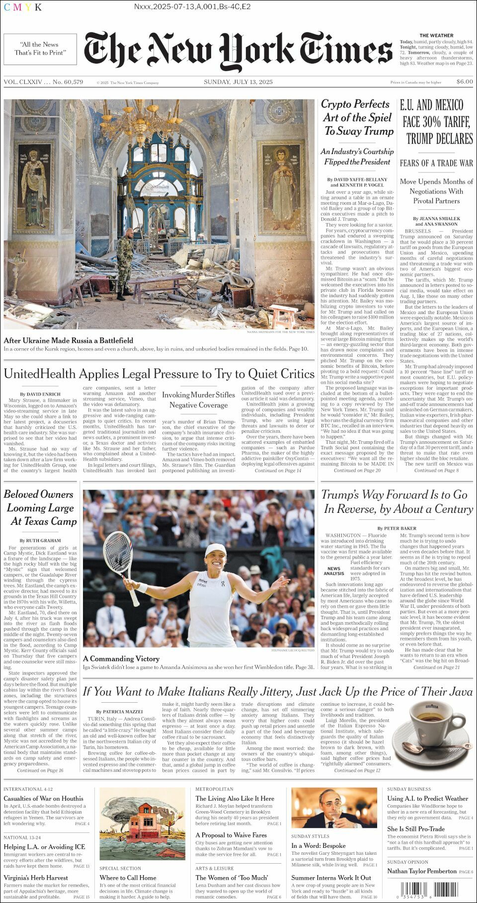 The New York Times, edición del domingo 13 de julio de 2025 The New York Times, edición del domingo 13 de julio de 2025