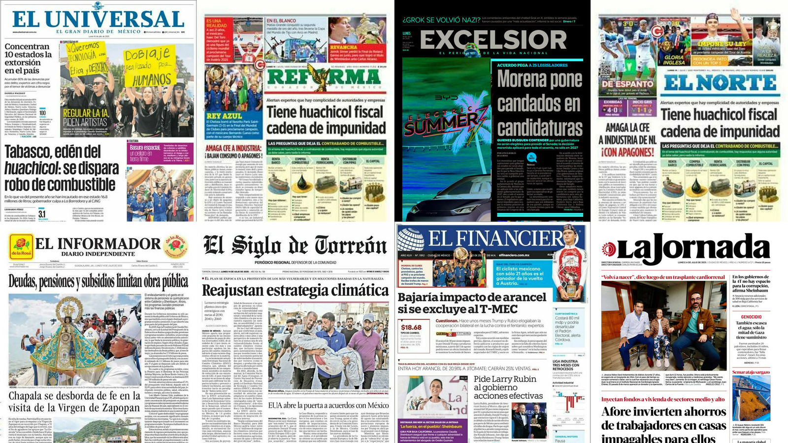Portadas de periódicos impresos más importantes de México hoy