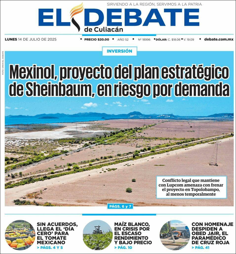 El Debate Culiacán, edición del lunes 14 de julio de 2025 El Debate Culiacán, edición del lunes 14 de julio de 2025