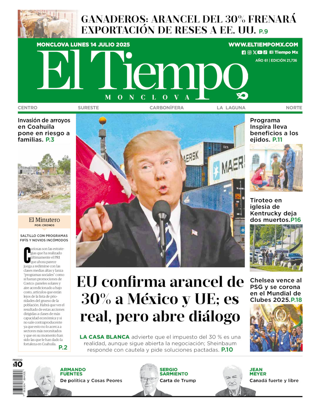 El Tiempo Monclova, edición del lunes 14 de julio de 2025 El Tiempo Monclova, edición del lunes 14 de julio de 2025