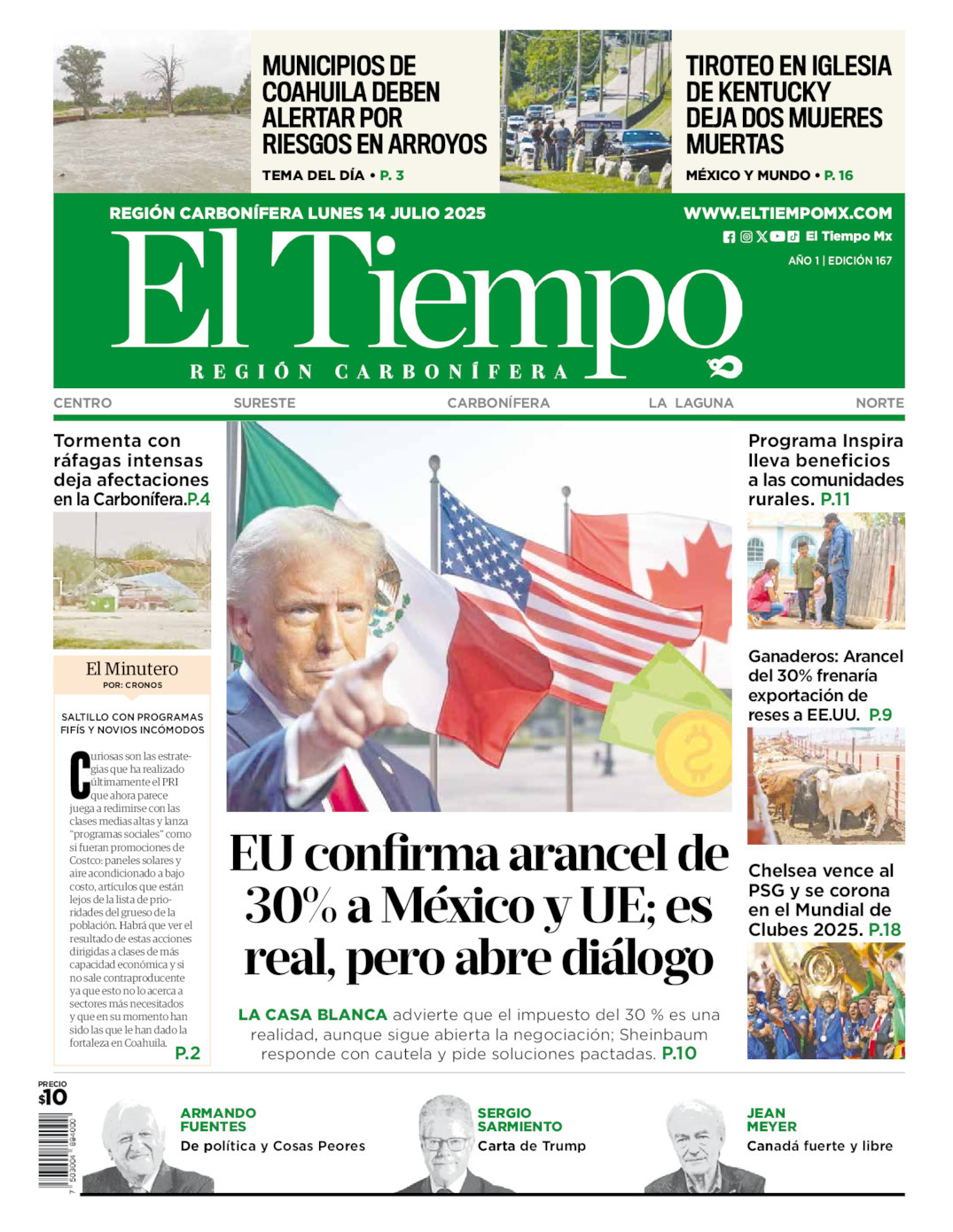 El Tiempo Región Carbonífera, edición del lunes 14 de julio de 2025 El Tiempo Región Carbonífera, edición del lunes 14 de julio de 2025