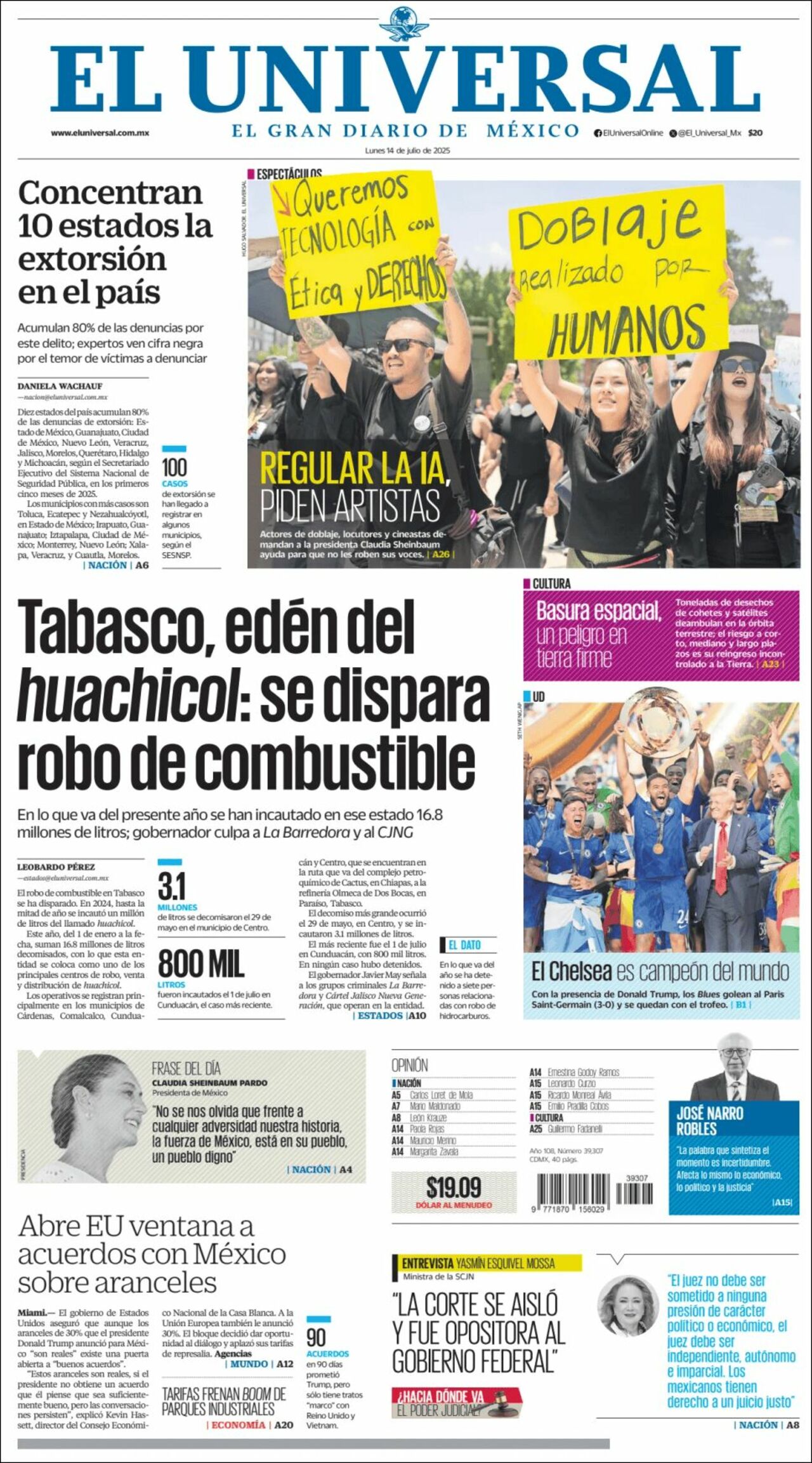El Universal, edición del lunes 14 de julio de 2025 El Universal, edición del lunes 14 de julio de 2025