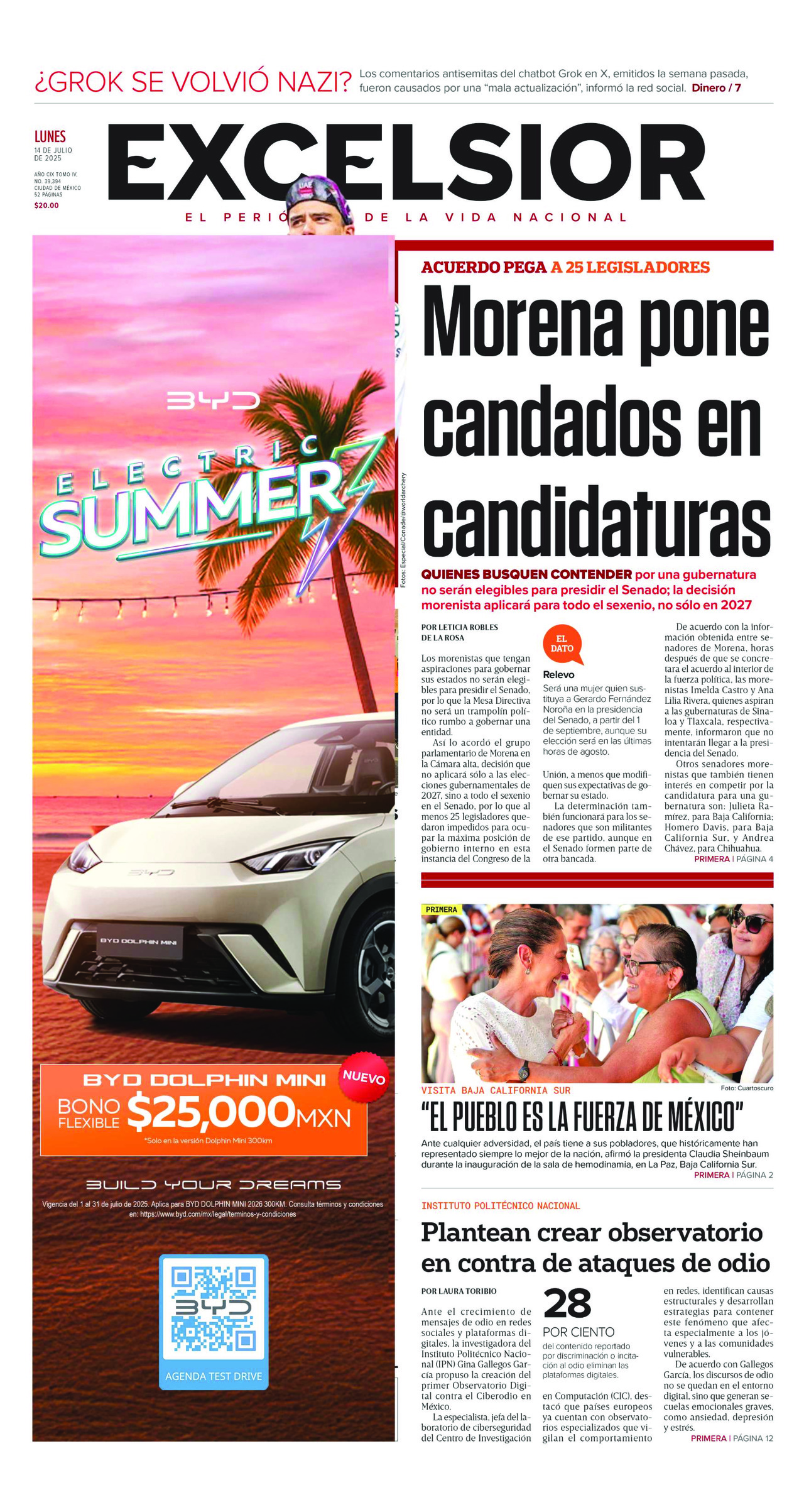 Excelsior, edición del lunes 14 de julio de 2025 Excelsior, edición del lunes 14 de julio de 2025