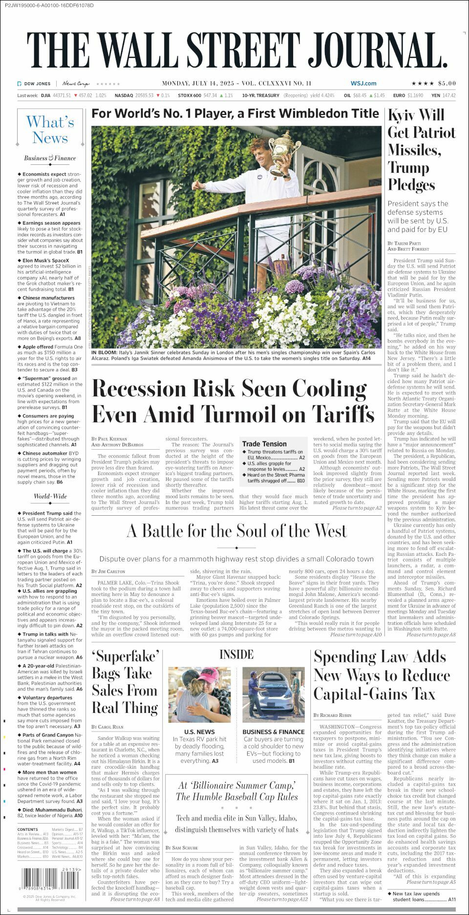 The Wall Street Journal, edición del lunes 14 de julio de 2025 The Wall Street Journal, edición del lunes 14 de julio de 2025