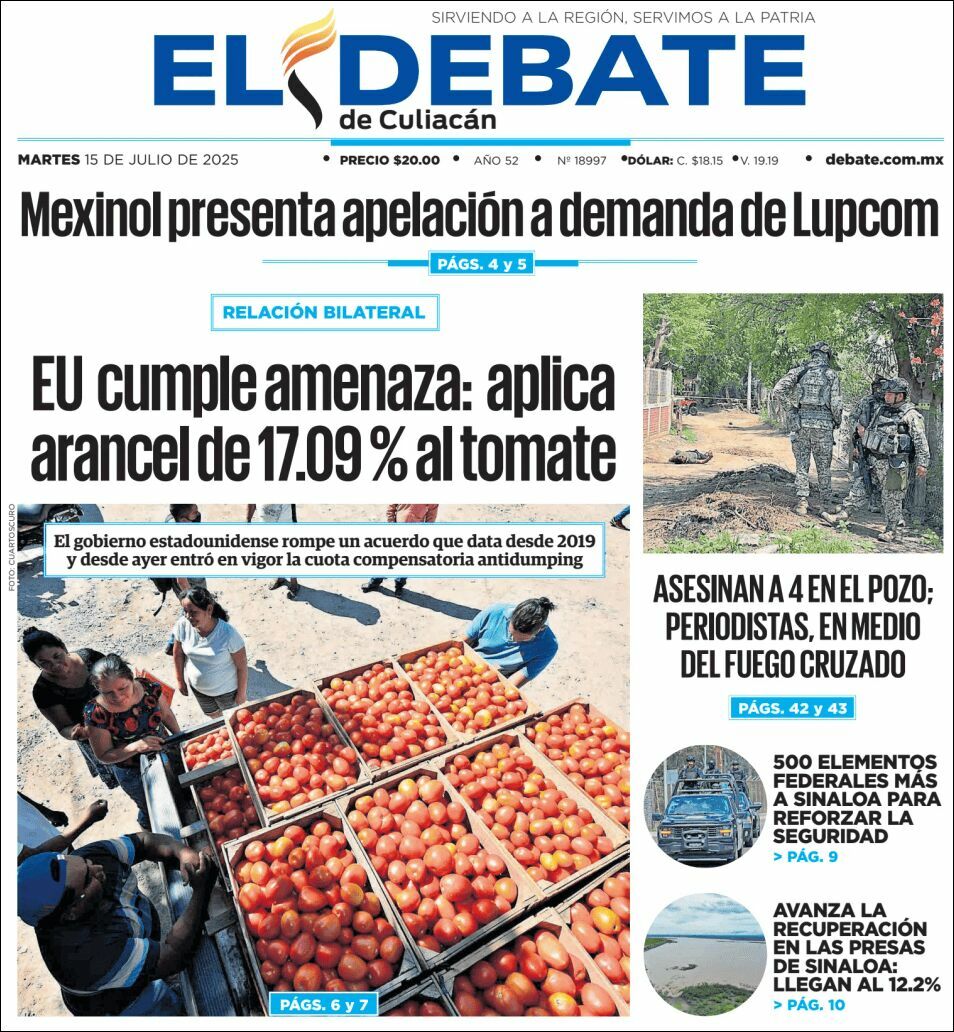 El Debate Culiacán, edición del martes 15 de julio de 2025 El Debate Culiacán, edición del martes 15 de julio de 2025