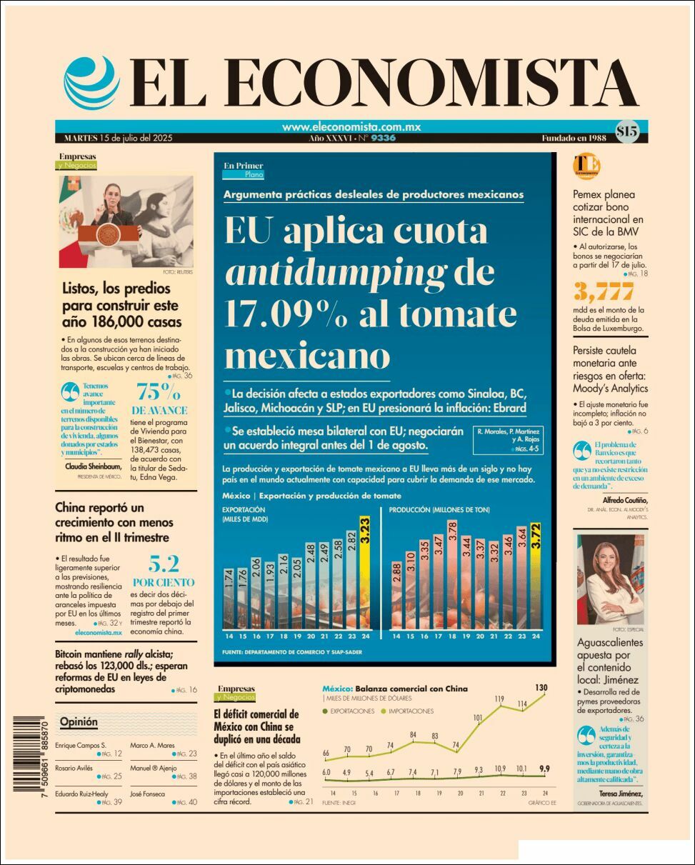 El Economista, edición del martes 15 de julio de 2025 El Economista, edición del martes 15 de julio de 2025