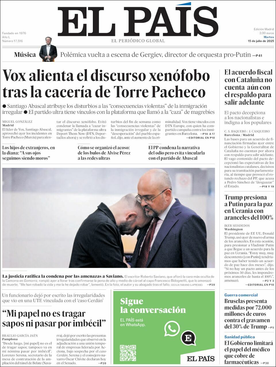 El País, edición del martes 15 de julio de 2025 El País, edición del martes 15 de julio de 2025