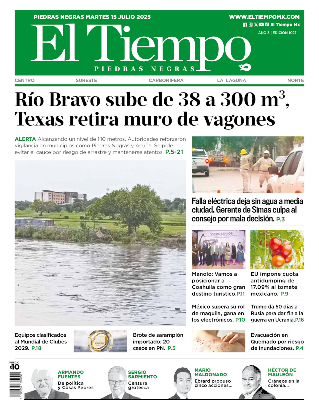 El Tiempo Piedras Negras, edición del martes 15 de julio de 2025 El Tiempo Piedras Negras, edición del martes 15 de julio de 2025