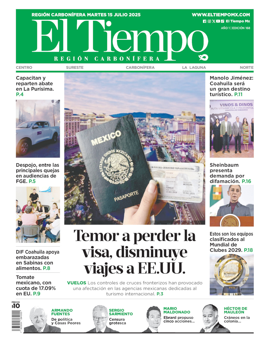 El Tiempo Región Carbonífera, edición del martes 15 de julio de 2025 El Tiempo Región Carbonífera, edición del martes 15 de julio de 2025