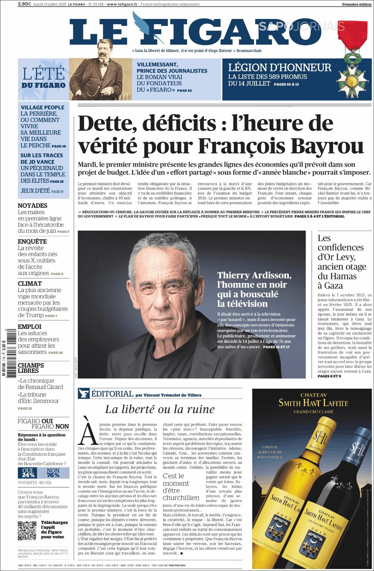 Le Figaro, edición del martes 15 de julio de 2025 Le Figaro, edición del martes 15 de julio de 2025