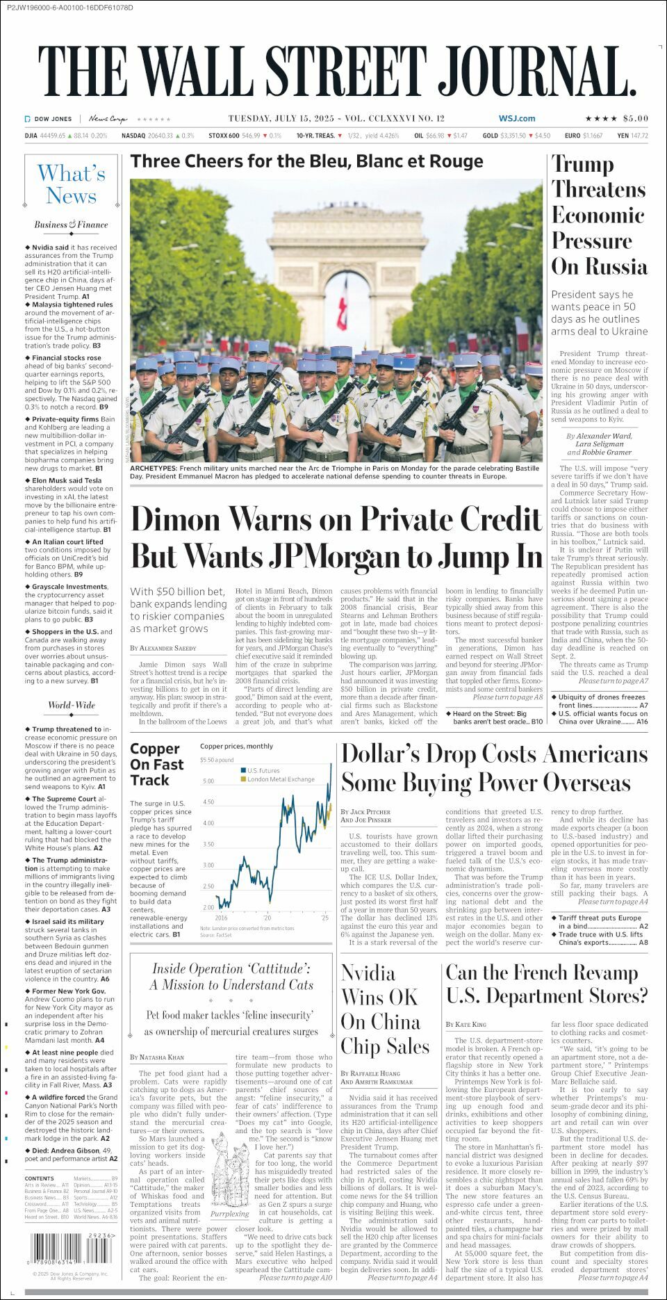The Wall Street Journal, edición del martes 15 de julio de 2025 The Wall Street Journal, edición del martes 15 de julio de 2025