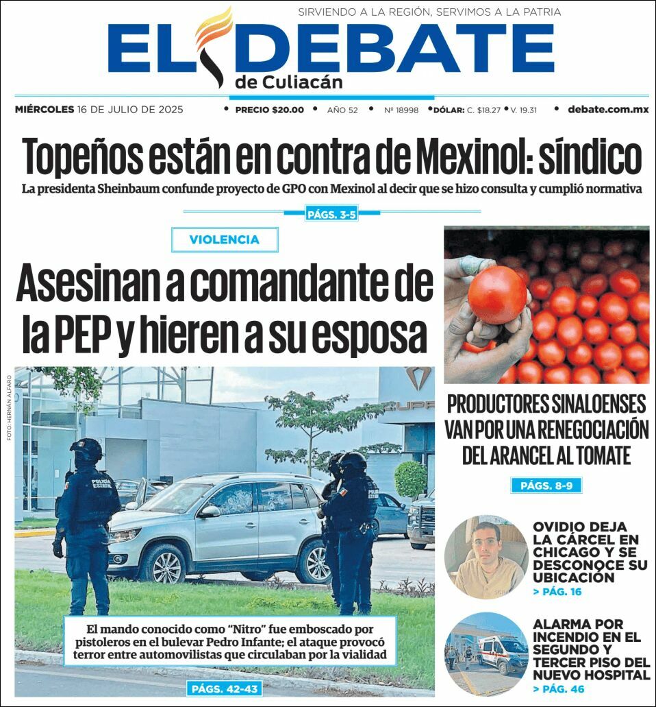 El Debate Culiacán, edición del miércoles 16 de julio de 2025 El Debate Culiacán, edición del miércoles 16 de julio de 2025