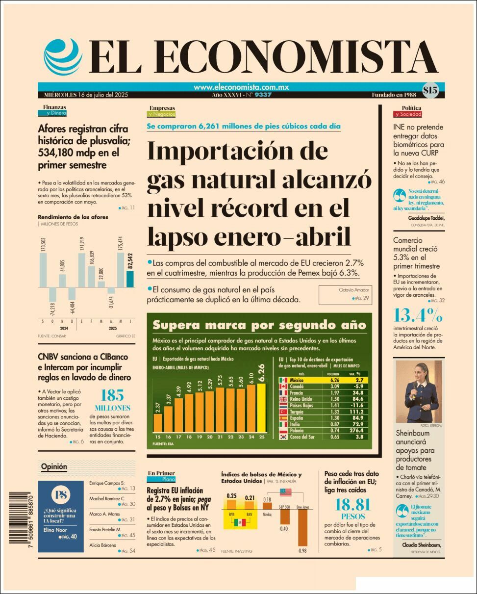 El Economista, edición del miércoles 16 de julio de 2025 El Economista, edición del miércoles 16 de julio de 2025