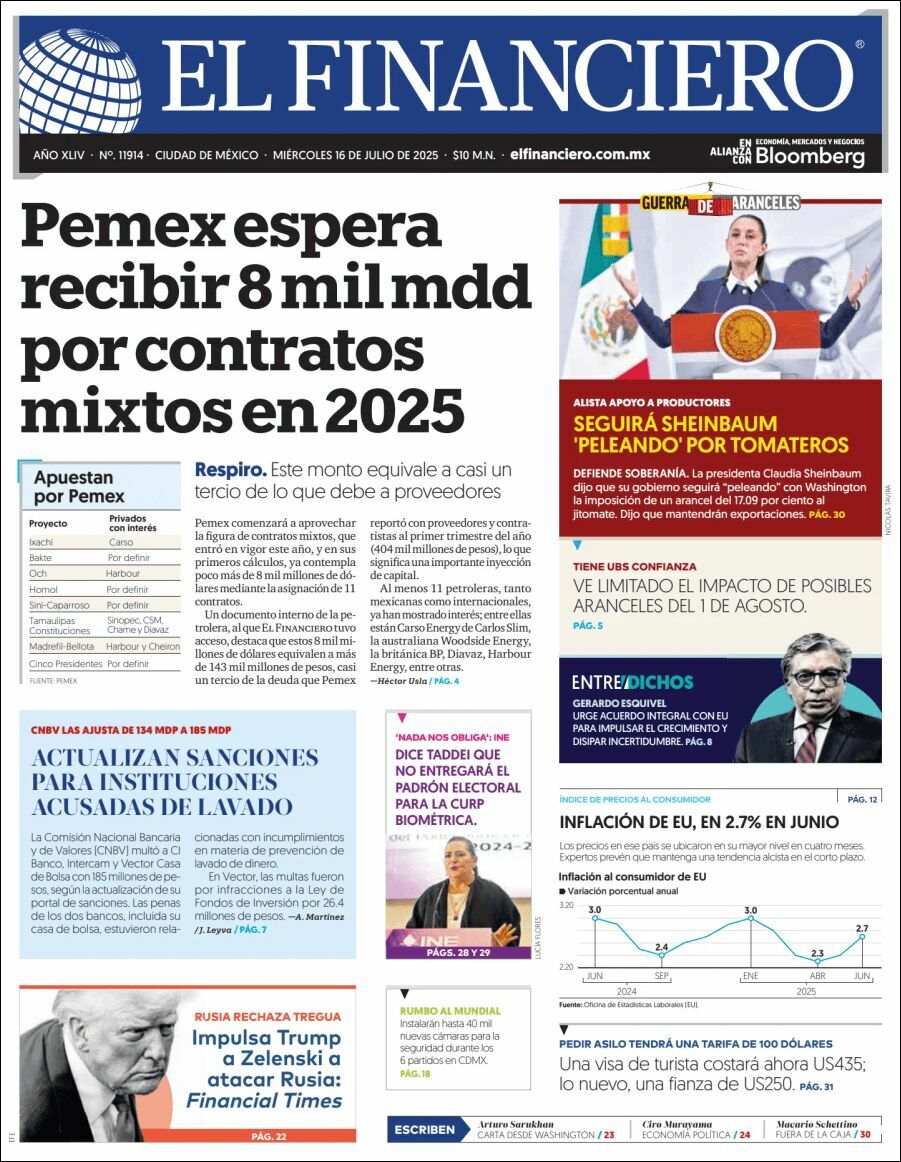 El Financiero, edición del miércoles 16 de julio de 2025 El Financiero, edición del miércoles 16 de julio de 2025