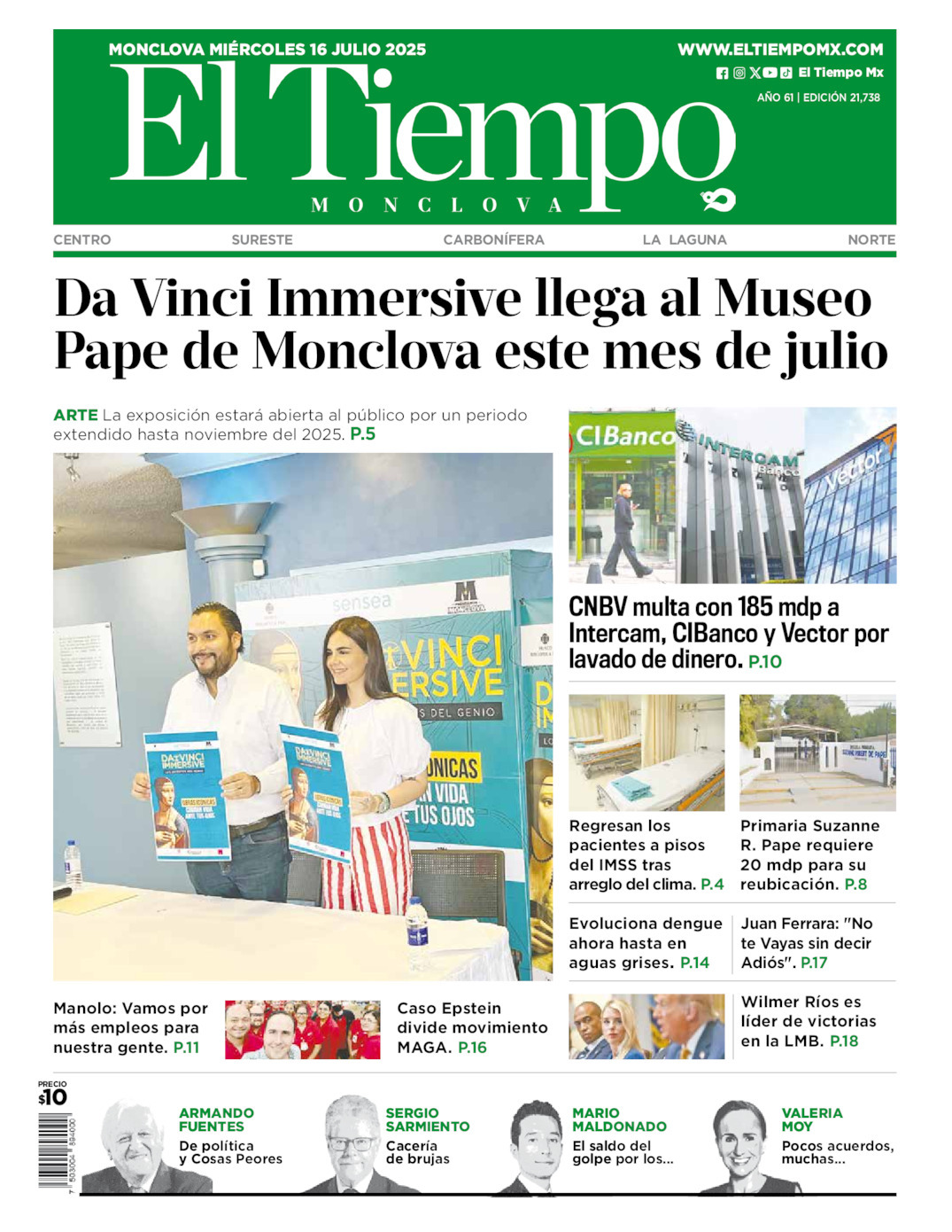 El Tiempo Monclova, edición del miércoles 16 de julio de 2025 El Tiempo Monclova, edición del miércoles 16 de julio de 2025