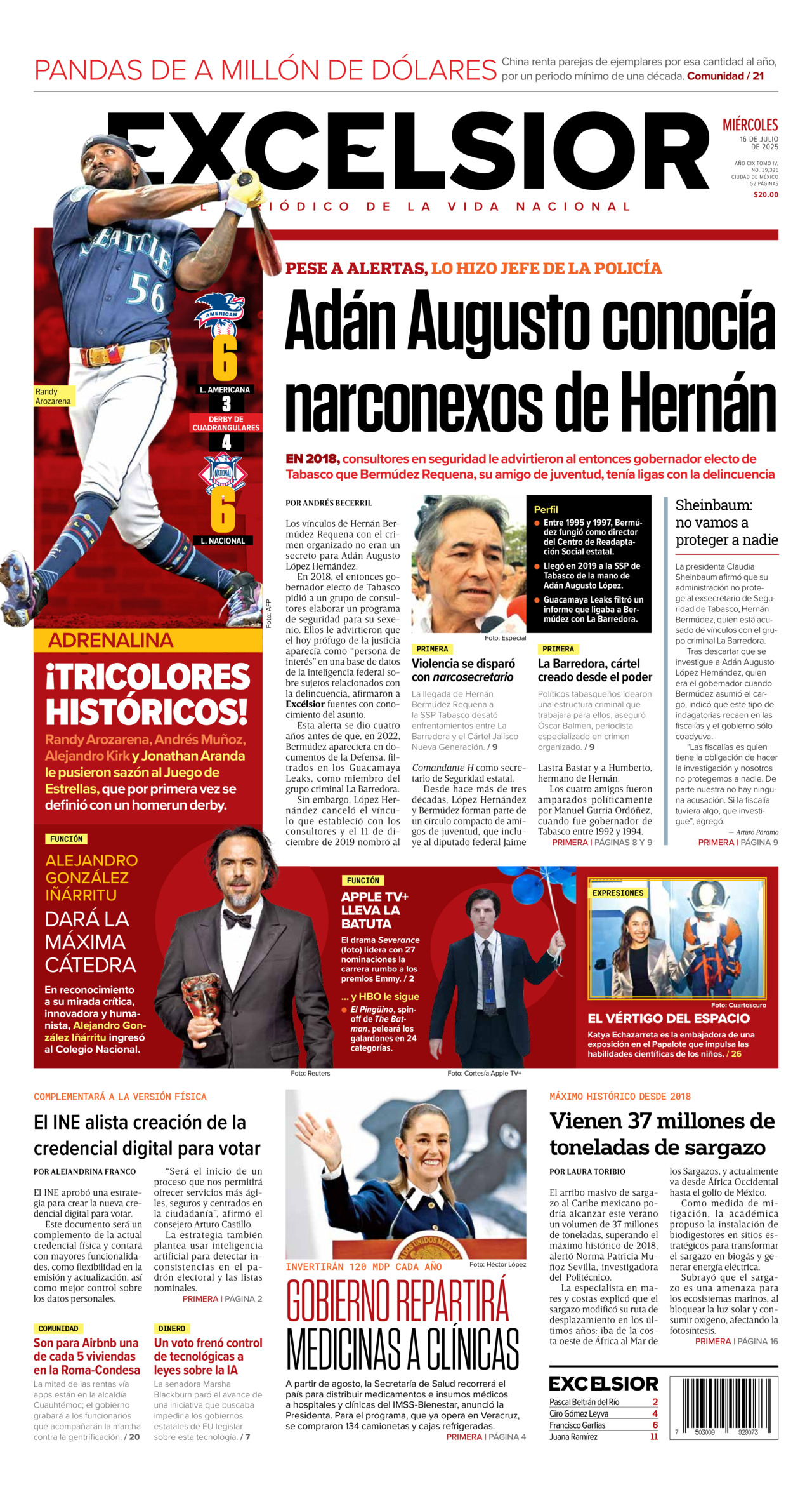 Excelsior, edición del miércoles 16 de julio de 2025 Excelsior, edición del miércoles 16 de julio de 2025