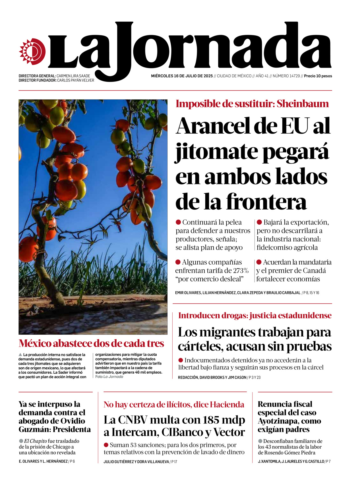 La Jornada, edición del miércoles 16 de julio de 2025 La Jornada, edición del miércoles 16 de julio de 2025