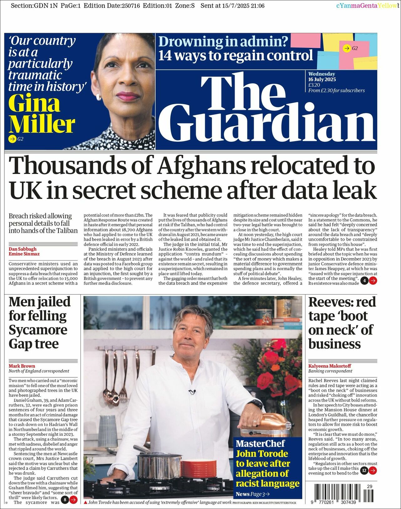 The Guardian, edición del miércoles 16 de julio de 2025 The Guardian, edición del miércoles 16 de julio de 2025