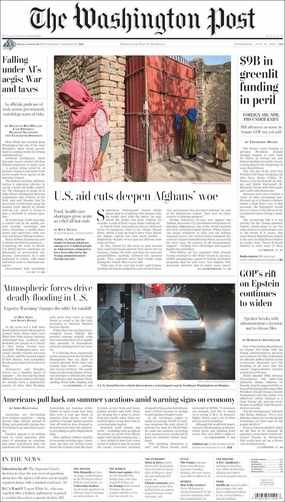 The Washington Post, edición del miércoles 16 de julio de 2025 The Washington Post, edición del miércoles 16 de julio de 2025