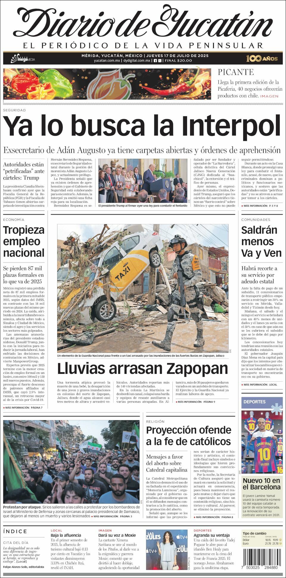 El Diario de Yucatán, edición del jueves 17 de julio de 2025 El Diario de Yucatán, edición del jueves 17 de julio de 2025