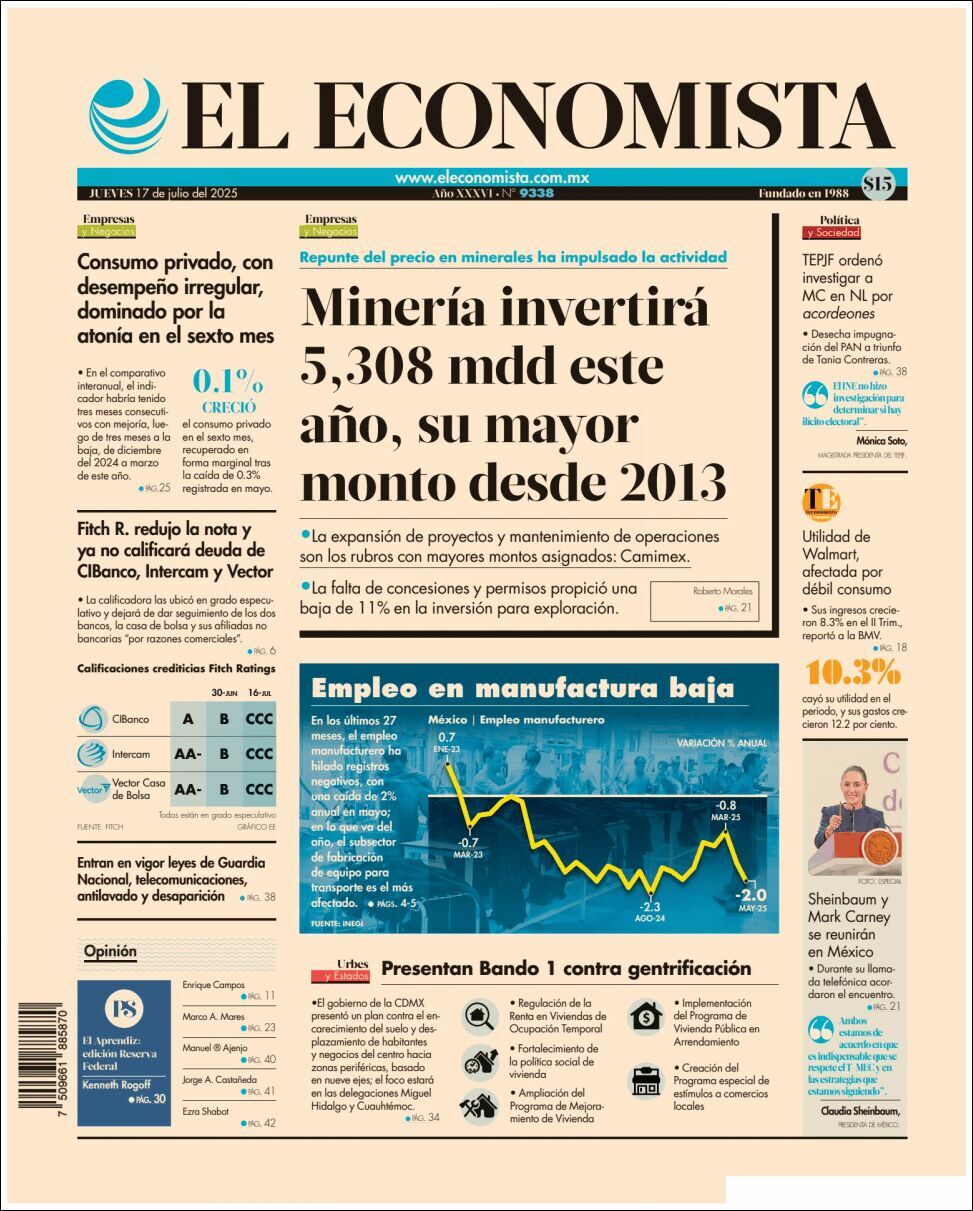 El Economista, edición del jueves 17 de julio de 2025 El Economista, edición del jueves 17 de julio de 2025