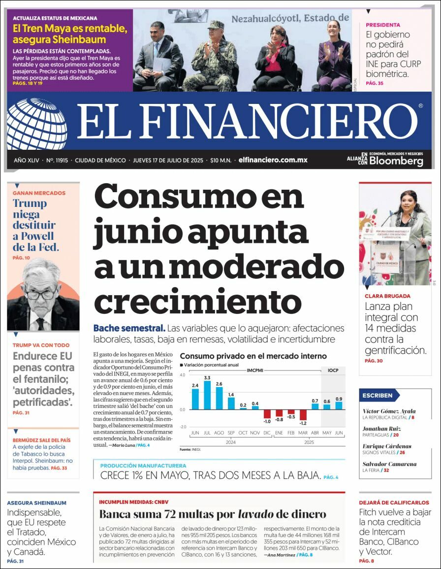 El Financiero, edición del jueves 17 de julio de 2025 El Financiero, edición del jueves 17 de julio de 2025