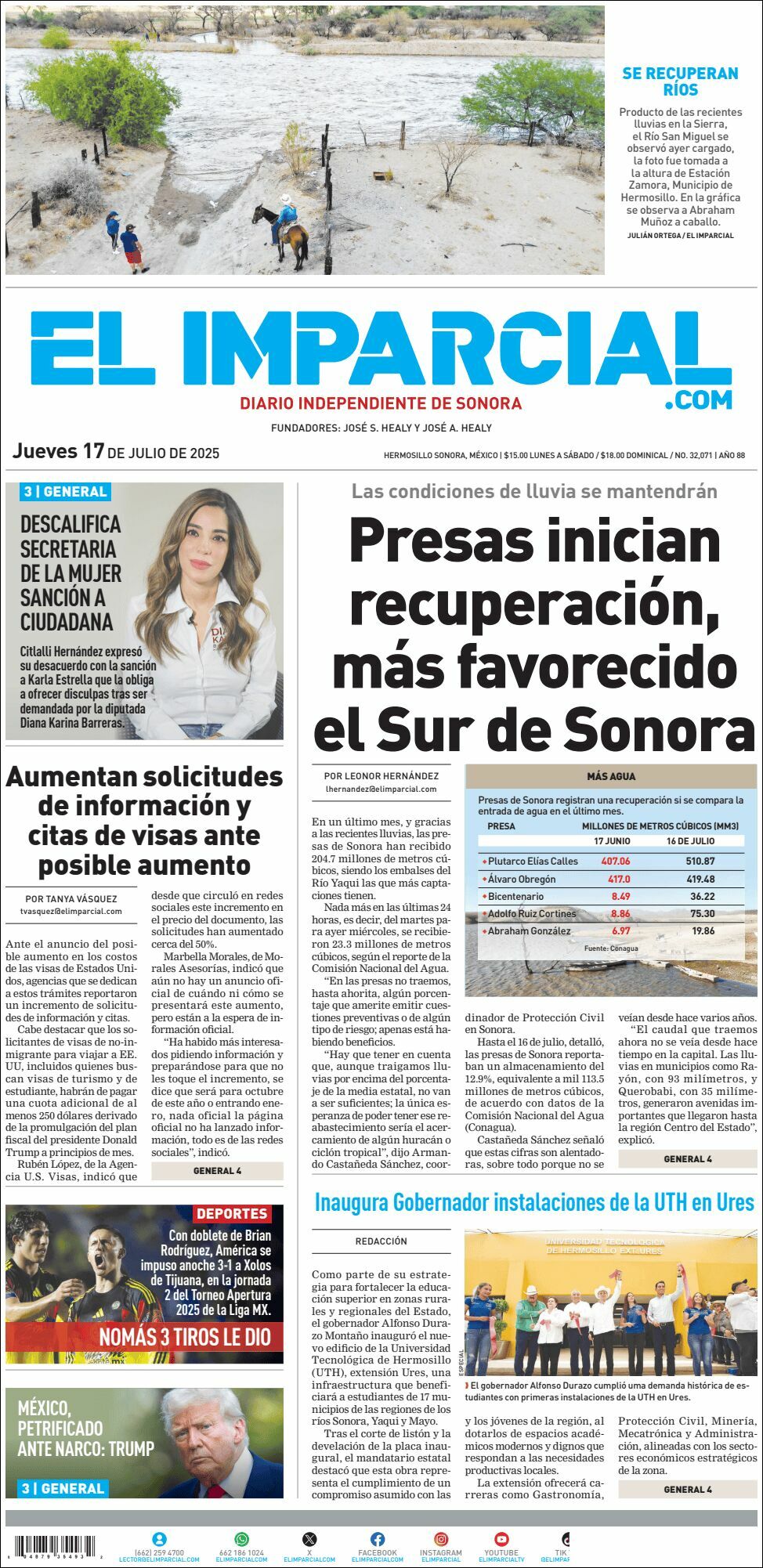 El Imparcial, edición del jueves 17 de julio de 2025 El Imparcial, edición del jueves 17 de julio de 2025