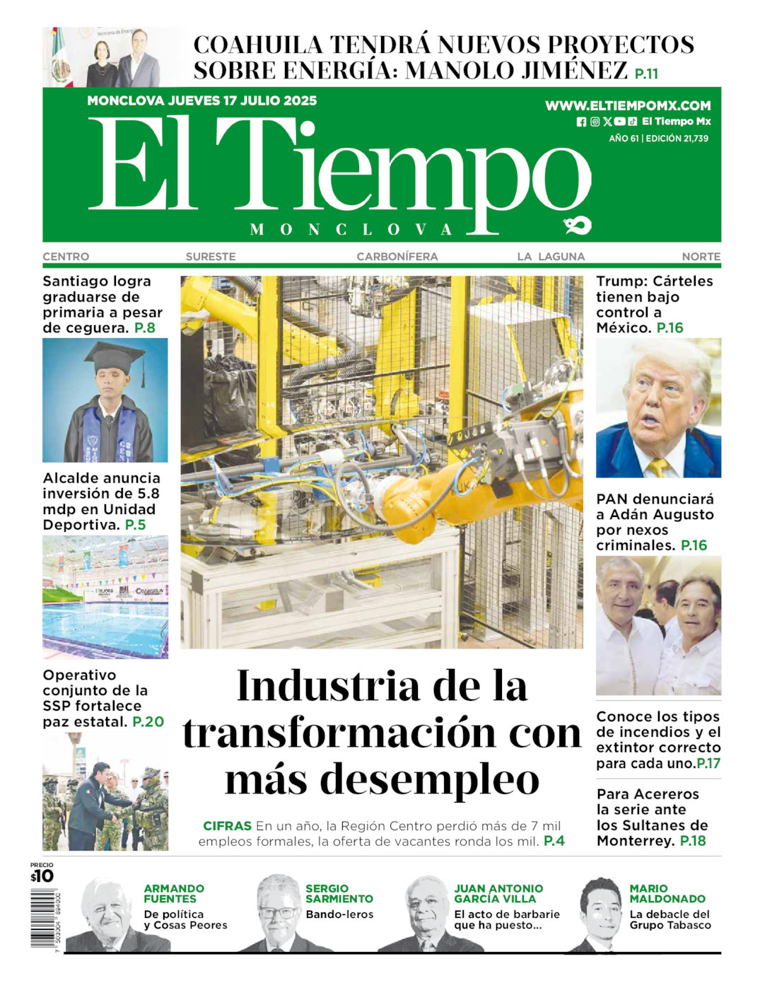 El Tiempo Monclova, edición del jueves 17 de julio de 2025 El Tiempo Monclova, edición del jueves 17 de julio de 2025