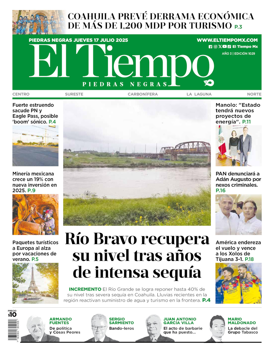 El Tiempo Piedras Negras, edición del jueves 17 de julio de 2025 El Tiempo Piedras Negras, edición del jueves 17 de julio de 2025