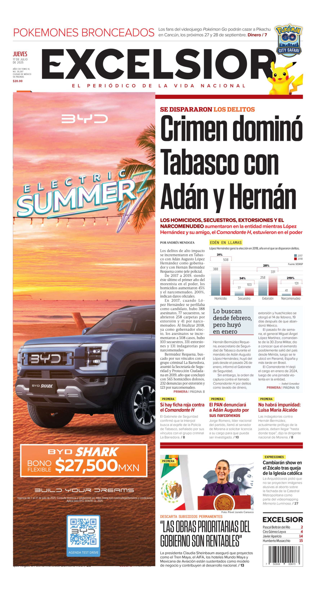 Excelsior, edición del jueves 17 de julio de 2025 Excelsior, edición del jueves 17 de julio de 2025