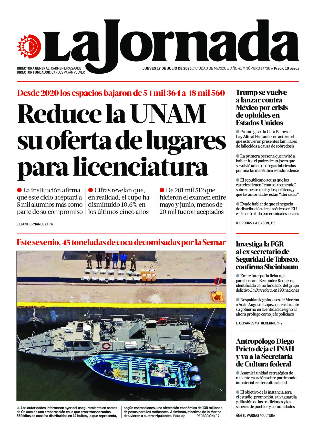 La Jornada, edición del jueves 17 de julio de 2025 La Jornada, edición del jueves 17 de julio de 2025