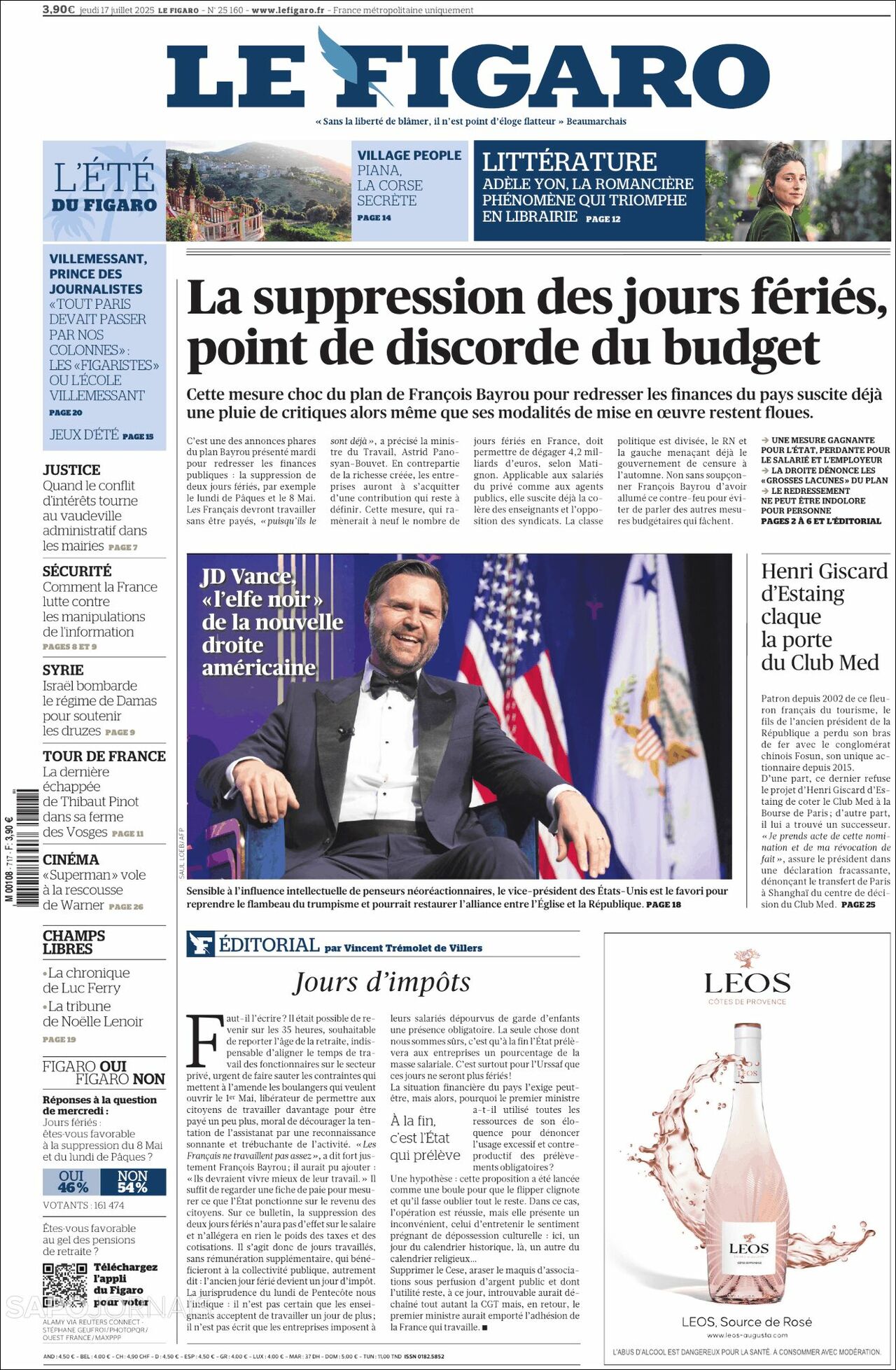 Le Figaro, edición del jueves 17 de julio de 2025 Le Figaro, edición del jueves 17 de julio de 2025